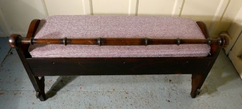 fig 3. Carved Country Oak Window Seat or Hall Bench