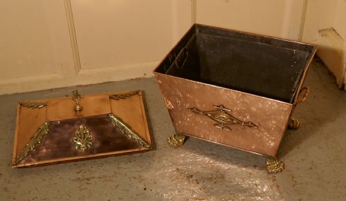 fig 3. Arts and Crafts Brass and Copper Coal or Log Box