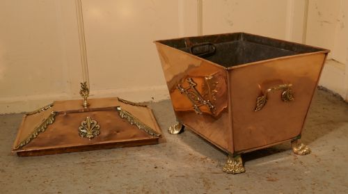 fig 4. Arts and Crafts Brass and Copper Coal or Log Box