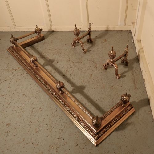 fig 2. Large Heavy French Brass Fender and Andiron Set