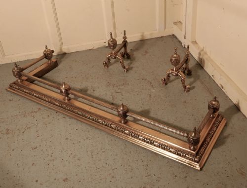 fig 4. Large Heavy French Brass Fender and Andiron Set