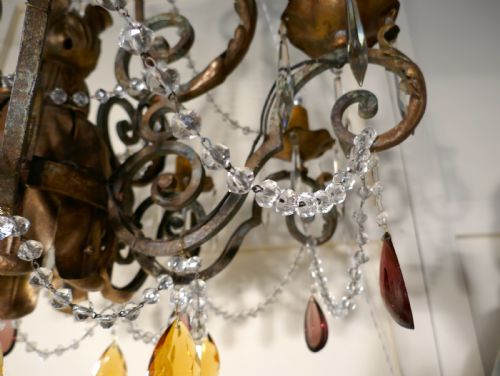 fig 3. Very Large French Wrought Iron & Gilt 8 Branch Chandelier