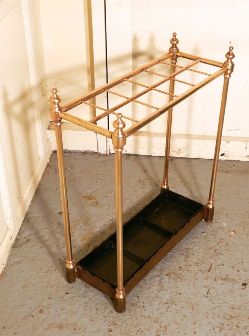 Large Victorian Brass and Cast Iron Walking Stick Stand or Umbrella Stand