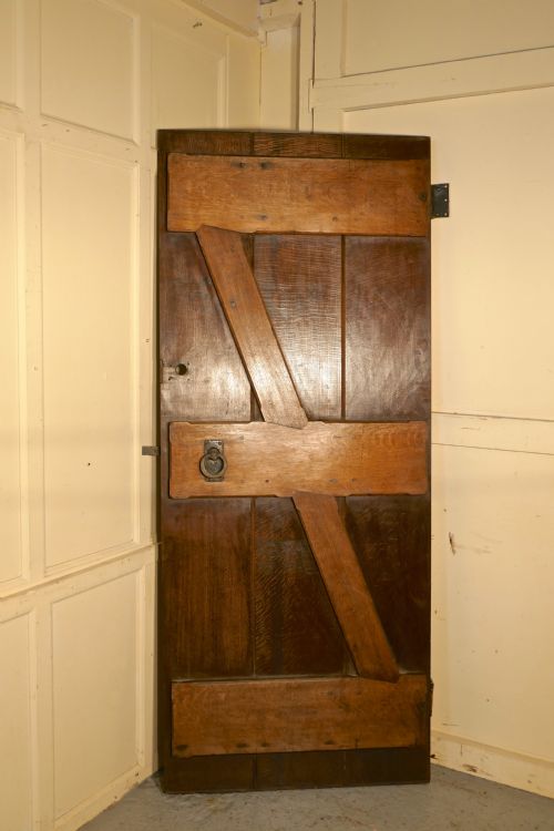 Arts and Crafts Oak Plank Door with Iron Fittings