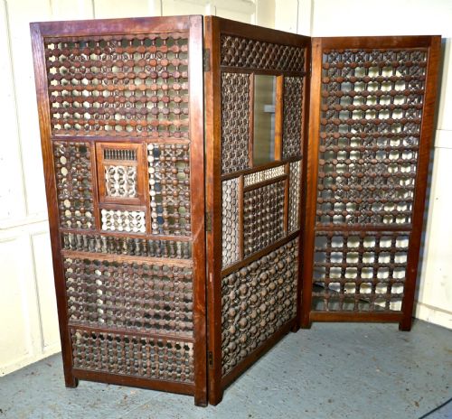 Large 19th Century North African Folk Art 3 Fold Screen