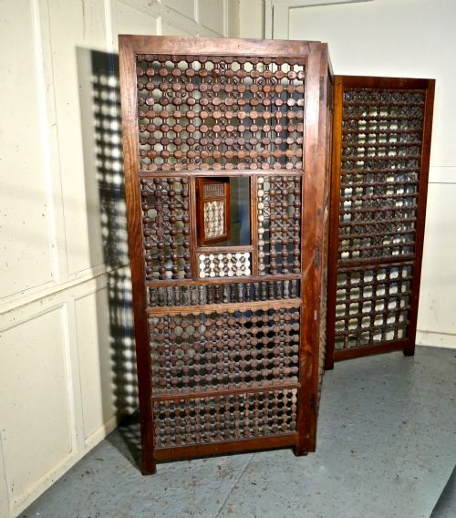 fig 1. Large 19th Century North African Folk Art 3 Fold Screen
