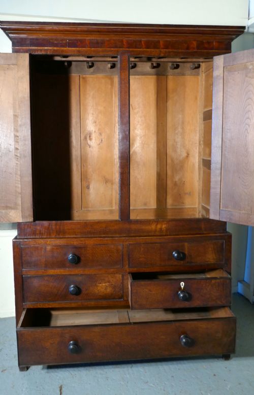 fig 4. Georgian Inlaid Oak Housekeepers or Cloakroom Hanging Cupboard