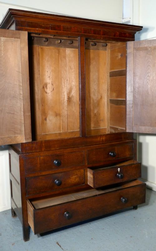 fig 5. Georgian Inlaid Oak Housekeepers or Cloakroom Hanging Cupboard