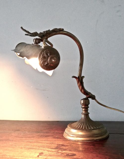 fig 1. French Art Nouveau Brass Adjustable Desk Lamp