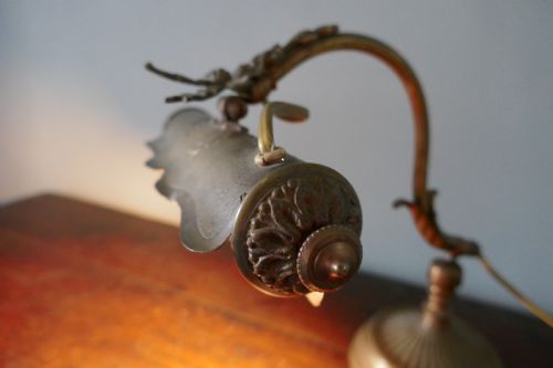 fig 2. French Art Nouveau Brass Adjustable Desk Lamp