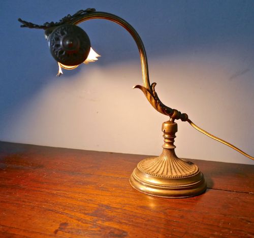 fig 4. French Art Nouveau Brass Adjustable Desk Lamp