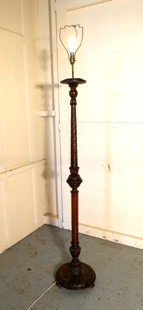 fig 1. Carved Walnut Floor Standing or Standard Lamp