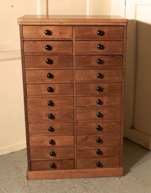 Victorian Pine Collectors Cabinet Filing Drawers