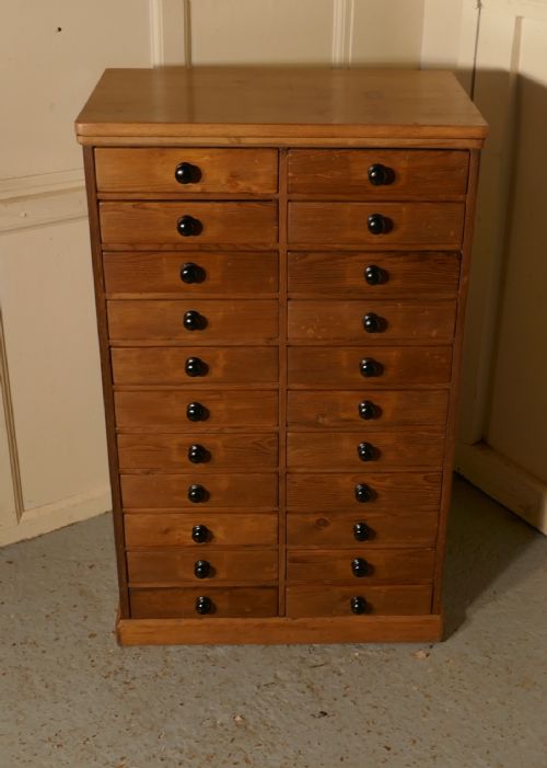 fig 1. Victorian Pine Collectors Cabinet Filing Drawers