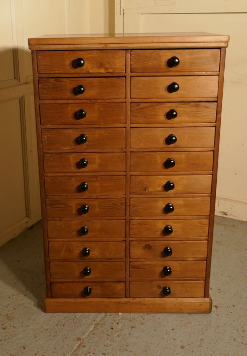 fig 2. Victorian Pine Collectors Cabinet Filing Drawers