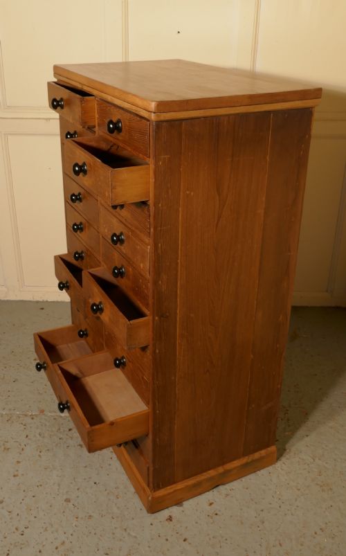 fig 3. Victorian Pine Collectors Cabinet Filing Drawers
