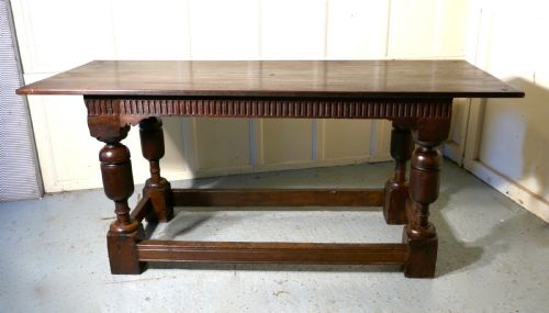 Arts and Crafts Gothic Carved Oak Table