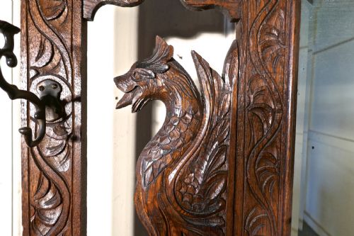 fig 4. Victorian Green Man Gothic Carved Oak Hall Stand