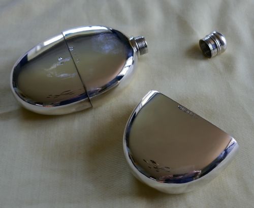 fig 1. Oval Silver Hip Flask 1872