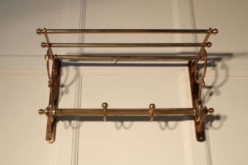 fig 2. Small French Art Deco Brass Hat and Coat Rack, Pullman Railway Train Style