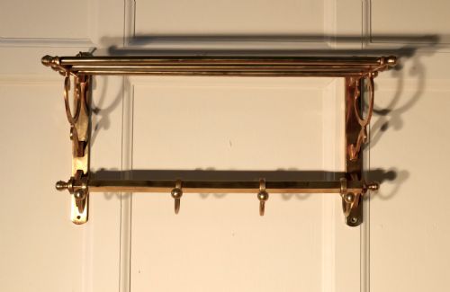 fig 3. Small French Art Deco Brass Hat and Coat Rack, Pullman Railway Train Style