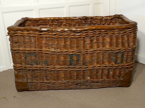 fig 1. Edwardian G.P.O. Wicker Post or Mail Basket.