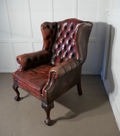 Gentleman’s Wing Back Leather Library Chair