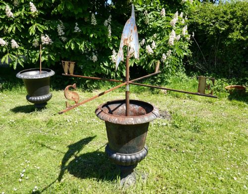 fig 4. Large Folk Art Cut Metal Old Blue Dolphin Weather Vane158