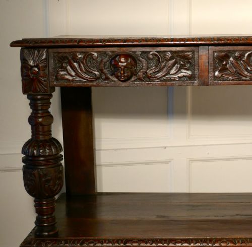fig 5. Small Gothic Carved Oak Green Man Buffet with Cupboard.