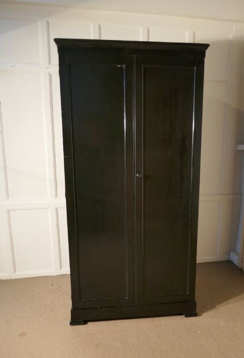 fig 1. Art Deco Black Lacquer Hanging Wardrobe, Armoire