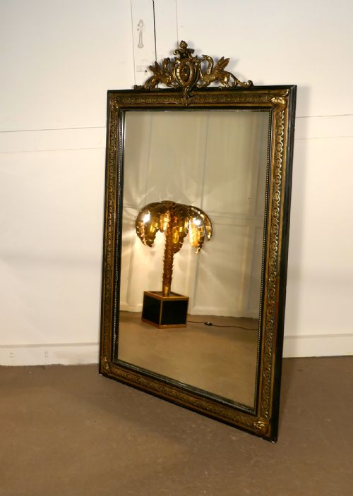 fig 2. Large French Ebonised, Brass and Gilt Wall Mirror, Dragons and Crest