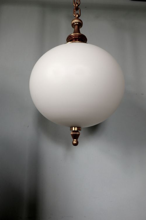 fig 2. Large French Art Deco Globe Opaline Glass Hanging Pendant Light