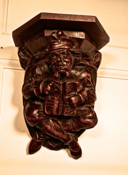 fig 1. A 19th Century Carved Oak Wall Bracket, Medieval Magician