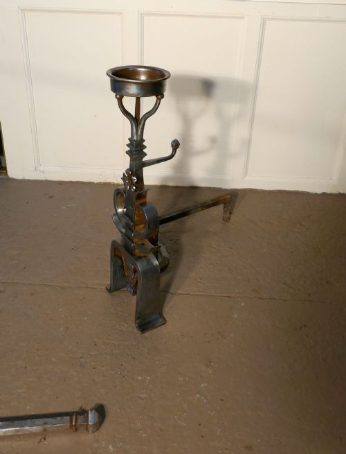 fig 3. Large Pair of 19th Century French Iron Andirons or Fire Dogs