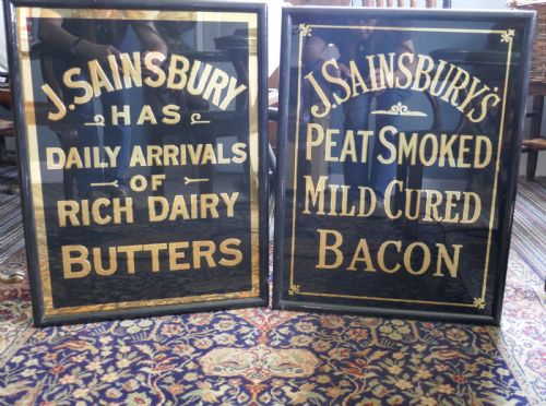 fig 3. Art Deco J.S.SAINSBURY’s Butter Advertising Mirror Sign, in Black and Gold