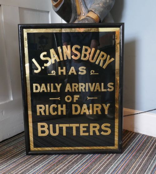 fig 4. Art Deco J.S.SAINSBURY’s Butter Advertising Mirror Sign, in Black and Gold