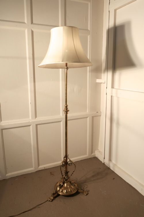 Arts and Crafts Brass Floor Lamp Rococo Standard Lamp