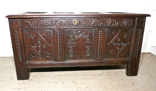 17th Century Carved Oak Coffer