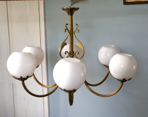 fig 2. Very Large French Art Deco 6 Branch Globe Chandelier