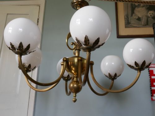 fig 4. Very Large French Art Deco 6 Branch Globe Chandelier
