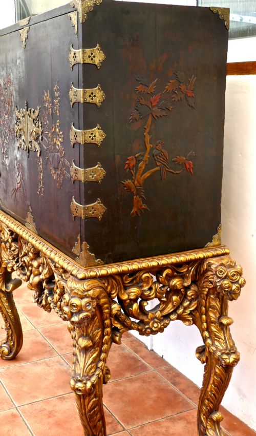 fig 2. 18th Century Japanned Collectors Cabinet on Stand, Clive of India