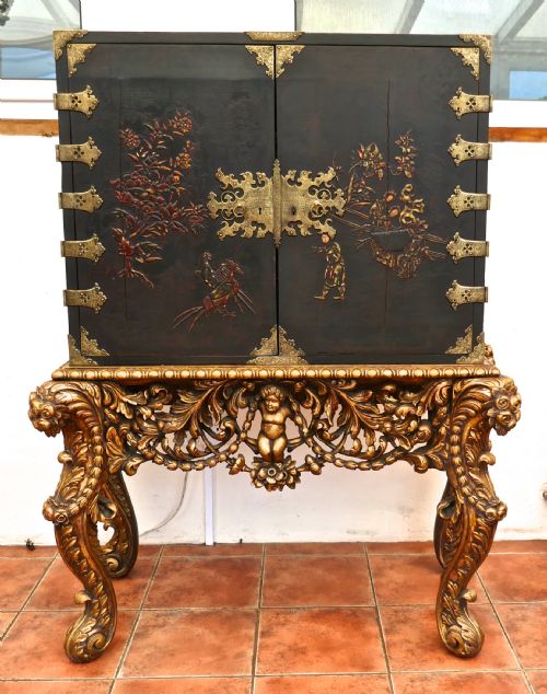 fig 4. 18th Century Japanned Collectors Cabinet on Stand, Clive of India