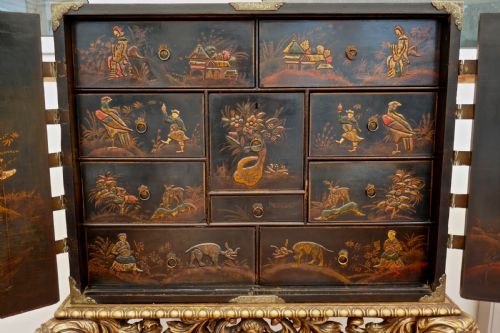 fig 6. 18th Century Japanned Collectors Cabinet on Stand, Clive of India