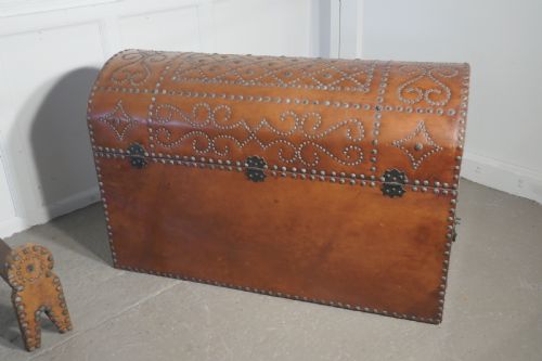 fig 2. Spanish Dome Top Leather Brass Studded Marriage Chest