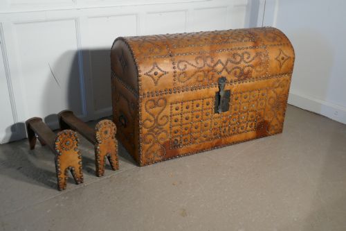 fig 3. Spanish Dome Top Leather Brass Studded Marriage Chest