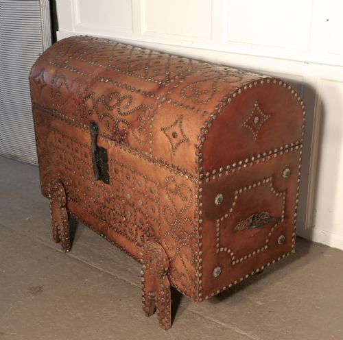 fig 4. Spanish Dome Top Leather Brass Studded Marriage Chest