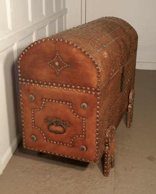 fig 5. Spanish Dome Top Leather Brass Studded Marriage Chest