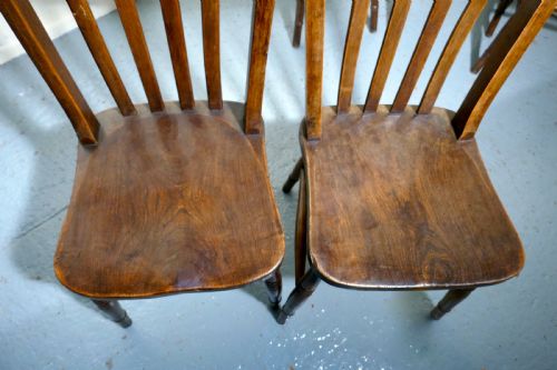 fig 2. Set of 8 19th Century Traditional Slat Back Farmhouse Kitchen Chairs