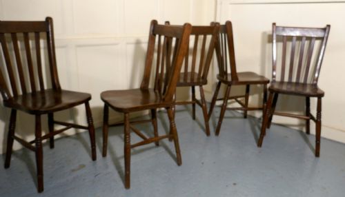 fig 3. Set of 8 19th Century Traditional Slat Back Farmhouse Kitchen Chairs