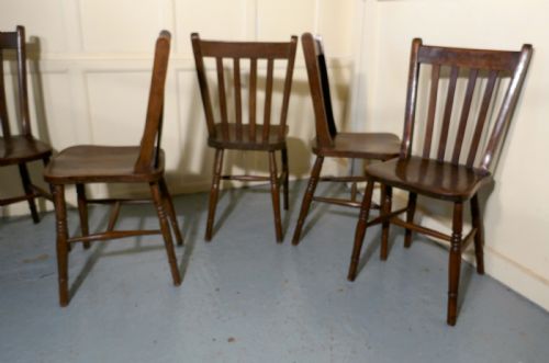 fig 4. Set of 8 19th Century Traditional Slat Back Farmhouse Kitchen Chairs